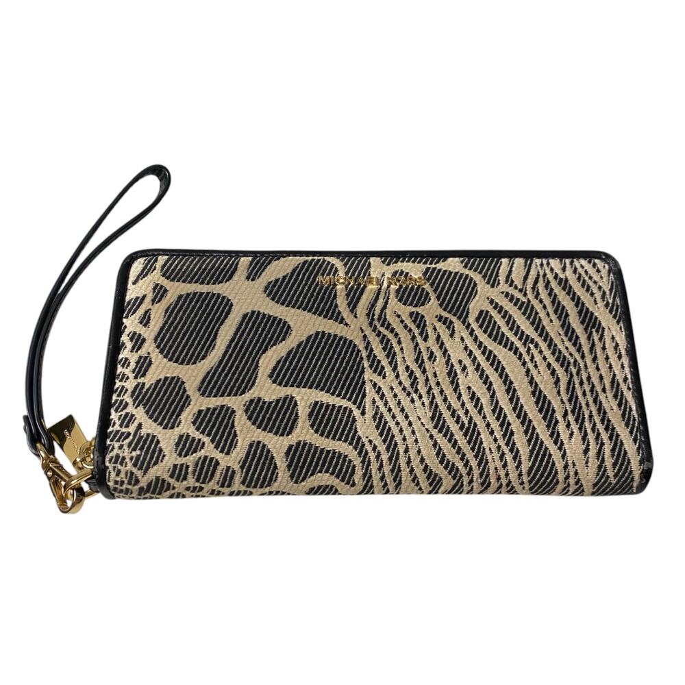 Michael Kors Women's Cotton Canvas Jet Set Travel Zip Around Continental Wallet